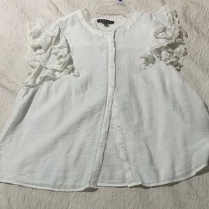 Elegant White Kids Blouse with Lace Sleeves